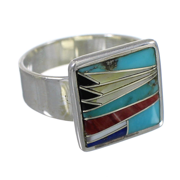 Authentic Sterling Silver And Multicolor Southwestern Ring Size 6-1/2 YX77529